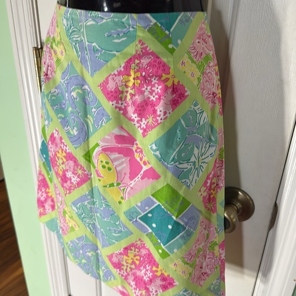 Lilly Pulitzer Surf N Patch Skirt Wht Label Vintage Colorful Knee Length Size 0 - Picture 2 of 6